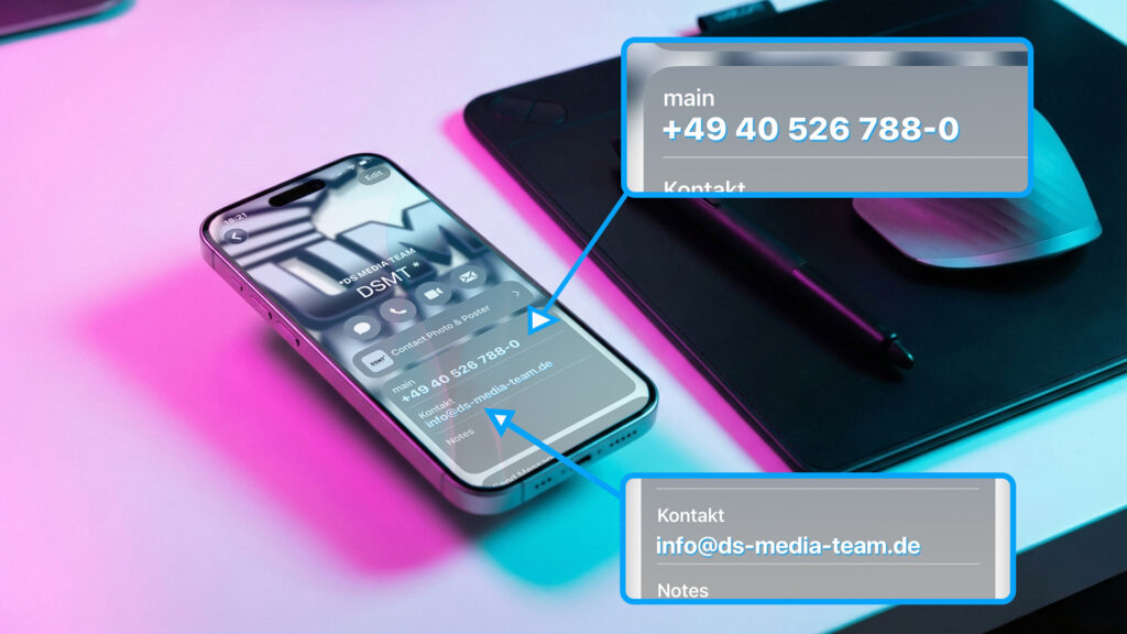 Smartphone auf dem Tisch, mobile Technologie und moderne Arbeitsumgebung.